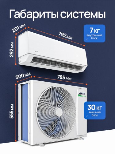 Мульти сплит-система Aux AMWM-H07/4R2(BA) x2 / AM2-H14/4DR2 на 2 комнаты (40 м²)